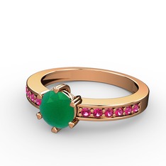 Anima Tektaş Yüzük - Kök zümrüt ve rodolit garnet 18 ayar rose altın yüzük #f4r73f