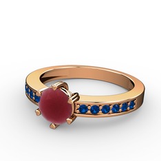 Anima Tektaş Yüzük - Kök yakut ve lab safir 14 ayar rose altın yüzük #ie14bj