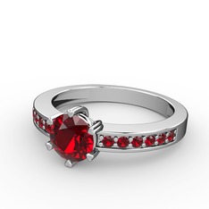 Anima Tektaş Yüzük - Garnet 8 ayar beyaz altın yüzük #j88y6