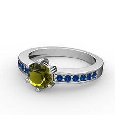Peridot ve lab safir 925 ayar gümüş yüzük