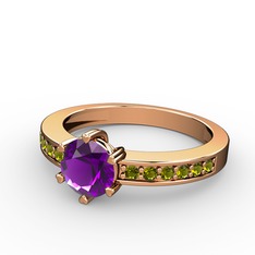 Ametist ve peridot 8 ayar rose altın yüzük