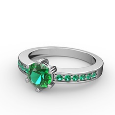 Anima Tektaş Yüzük - Yeşil kuvars 18 ayar beyaz altın yüzük #o7f1s6