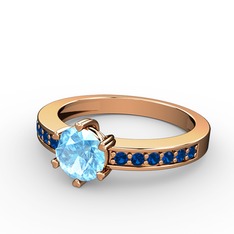 Anima Tektaş Yüzük - Akuamarin ve lab safir 14 ayar rose altın yüzük #ogzavo