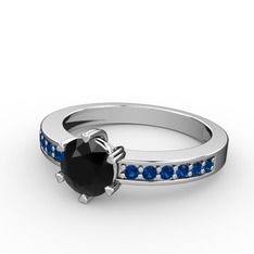 Siyah zirkon ve lab safir 925 ayar gümüş yüzük