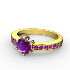Anima Tektaş Yüzük - Ametist 18 ayar altın yüzük #rdbp68