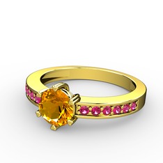 Anima Tektaş Yüzük - Sitrin ve rodolit garnet 18 ayar altın yüzük #ri8saj