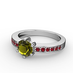Anima Tektaş Yüzük - Peridot ve garnet 925 ayar gümüş yüzük #rwk94c