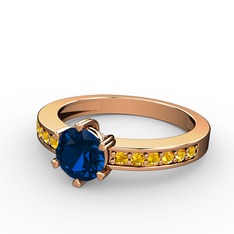 Anima Tektaş Yüzük - Lab safir ve sitrin 8 ayar rose altın yüzük #u3uywo