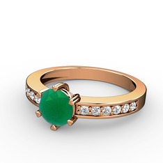 Anima Tektaş Yüzük - Kök zümrüt ve pırlanta 8 ayar rose altın yüzük (0.18 karat) #u9jcg9