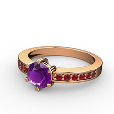 Anima Tektaş Yüzük - Ametist ve garnet 925 ayar rose altın kaplama gümüş yüzük #uxhl6l