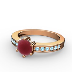 Kök yakut ve akuamarin 18 ayar rose altın yüzük