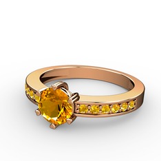 Anima Tektaş Yüzük - Sitrin 14 ayar rose altın yüzük #wdhf39