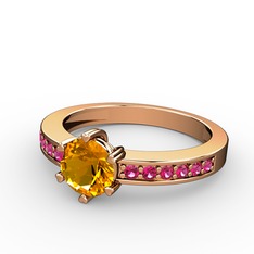 Sitrin ve rodolit garnet 18 ayar rose altın yüzük