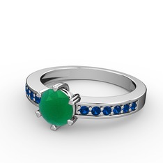 Anima Tektaş Yüzük - Kök zümrüt ve lab safir 925 ayar gümüş yüzük #xk0g2y