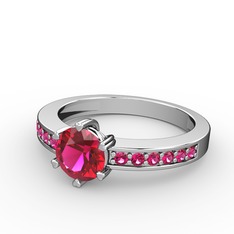 Rodolit garnet 18 ayar beyaz altın yüzük