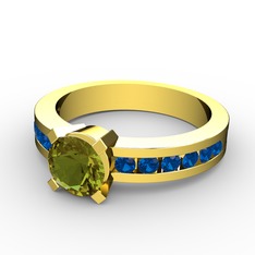 Verena Tektaş Yüzük - Peridot ve lab safir 18 ayar altın yüzük #12yrt4m