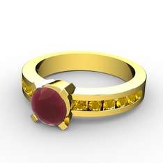 Verena Tektaş Yüzük - Kök yakut ve sitrin 925 ayar altın kaplama gümüş yüzük #136ohox