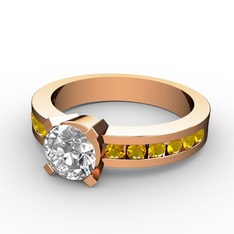 Swarovski ve sitrin 18 ayar rose altın yüzük