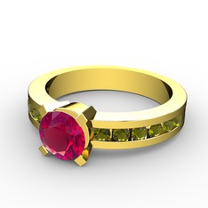 Rodolit garnet ve peridot 925 ayar altın kaplama gümüş yüzük