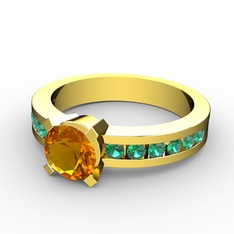Verena Tektaş Yüzük - Sitrin ve yeşil kuvars 8 ayar altın yüzük #163qkaw