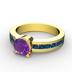 Verena Tektaş Yüzük - Ametist ve lab safir 18 ayar altın yüzük #17e3qvl