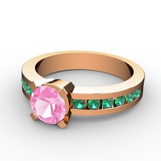Pembe kuvars ve yeşil kuvars 8 ayar rose altın yüzük