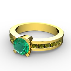 Yeşil kuvars ve peridot 925 ayar altın kaplama gümüş yüzük