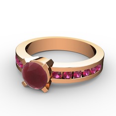 Verena Tektaş Yüzük - Kök yakut ve rodolit garnet 8 ayar rose altın yüzük #18424oe