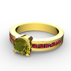 Verena Tektaş Yüzük - Peridot ve garnet 14 ayar altın yüzük #189lx09