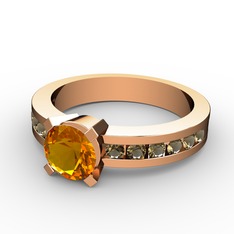 Verena Tektaş Yüzük - Sitrin ve dumanlı kuvars 925 ayar rose altın kaplama gümüş yüzük #18isymj
