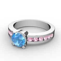 Verena Tektaş Yüzük - Akuamarin ve pembe kuvars 925 ayar gümüş yüzük #19cmsh1