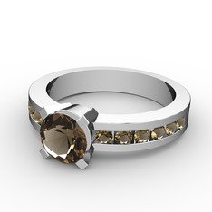Verena Tektaş Yüzük - Dumanlı kuvars 18 ayar beyaz altın yüzük #19z21x6