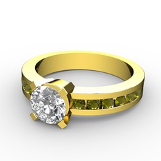 Verena Tektaş Yüzük - Swarovski ve peridot 8 ayar altın yüzük #1a7kkp3