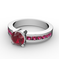 Garnet ve rodolit garnet 14 ayar beyaz altın yüzük