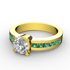 Verena Tektaş Yüzük - Pırlanta ve yeşil kuvars 925 ayar altın kaplama gümüş yüzük (0.92 karat) #1bvq46f