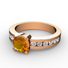 Verena Tektaş Yüzük - Sitrin ve swarovski 925 ayar rose altın kaplama gümüş yüzük #1clcnq