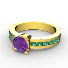 Verena Tektaş Yüzük - Ametist ve yeşil kuvars 18 ayar altın yüzük #1cnwyip