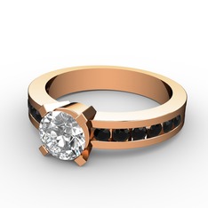 Verena Tektaş Yüzük - Swarovski ve siyah zirkon 18 ayar rose altın yüzük #1ddutwu