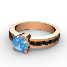 Verena Tektaş Yüzük - Akuamarin ve siyah zirkon 18 ayar rose altın yüzük #1dy5pgh