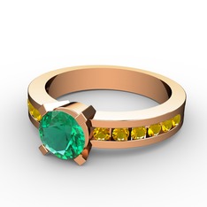 Yeşil kuvars ve sitrin 8 ayar rose altın yüzük
