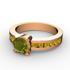 Peridot ve sitrin 18 ayar rose altın yüzük
