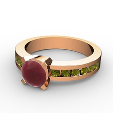 Verena Tektaş Yüzük - Kök yakut ve peridot 925 ayar rose altın kaplama gümüş yüzük #1f34ve8