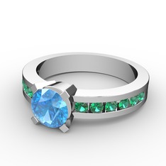 Verena Tektaş Yüzük - Akuamarin ve yeşil kuvars 925 ayar gümüş yüzük #1fukfr2