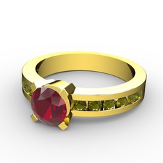 Garnet ve peridot 8 ayar altın yüzük