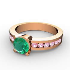 Verena Tektaş Yüzük - Yeşil kuvars ve pembe kuvars 14 ayar rose altın yüzük #1i07gqe