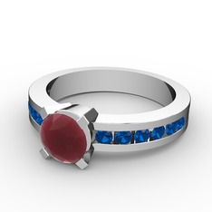 Verena Tektaş Yüzük - Kök yakut ve lab safir 925 ayar gümüş yüzük #1i0ebnl