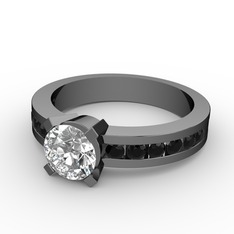 Verena Tektaş Yüzük - Swarovski ve siyah zirkon 925 ayar siyah rodyum kaplama gümüş yüzük #1jj02fe