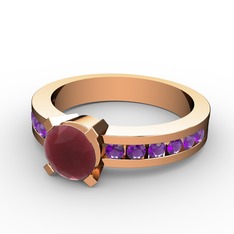 Verena Tektaş Yüzük - Kök yakut ve ametist 8 ayar rose altın yüzük #1jltnfc