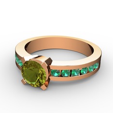 Peridot ve yeşil kuvars 14 ayar rose altın yüzük