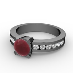 Verena Tektaş Yüzük - Kök yakut ve swarovski 925 ayar siyah rodyum kaplama gümüş yüzük #1kgp6iq